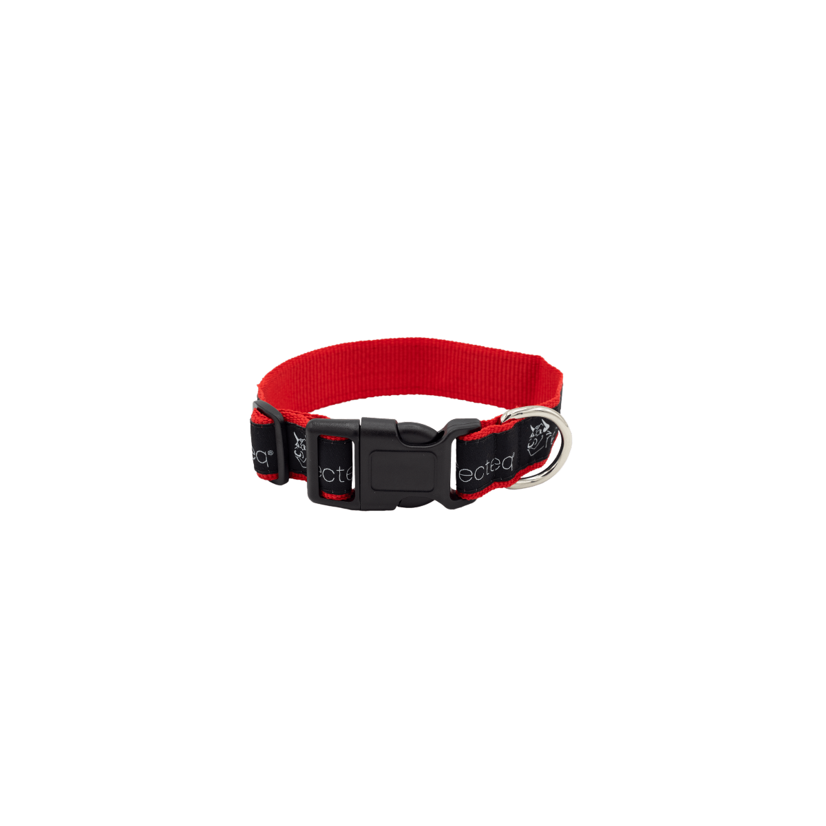 recteq small dog color with logo in white on a black background on a red collar