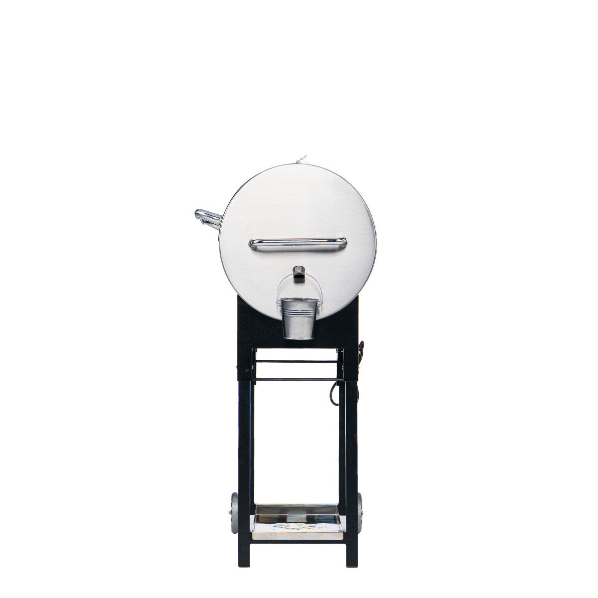 Small drip bucket side of the RT-340 wood pellet grill.