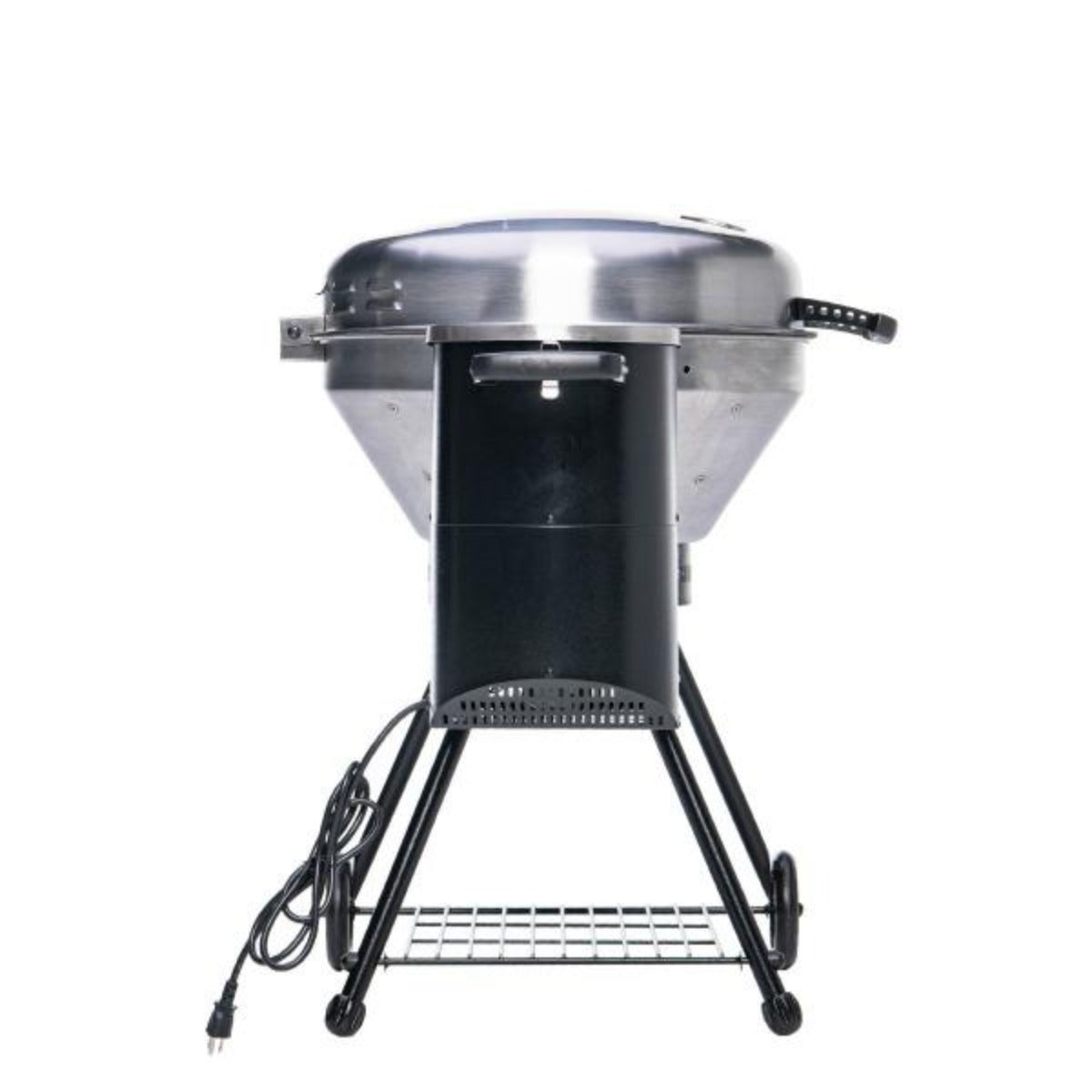 RT-B380 Bullseye wood pellet grill hopper and power cord side.
